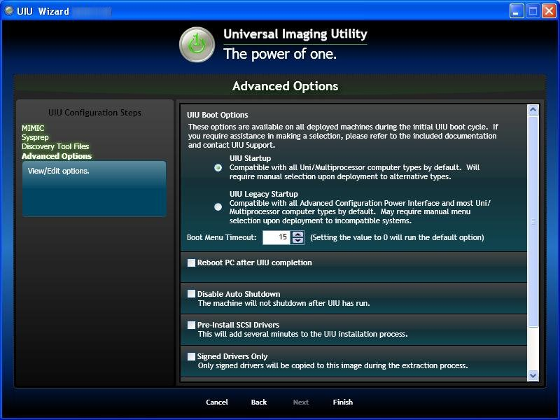 uiu advanced XP options